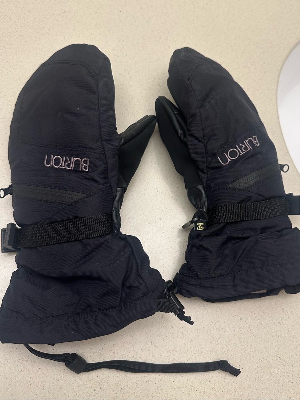 Burton Black Snow Mittens with Wrist Straps